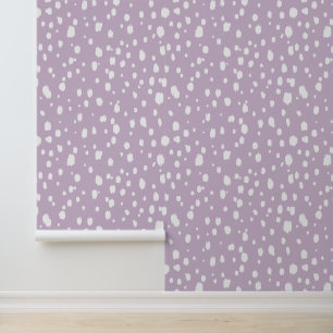 Lilac Purple and White Abstract Dots Wallpaper