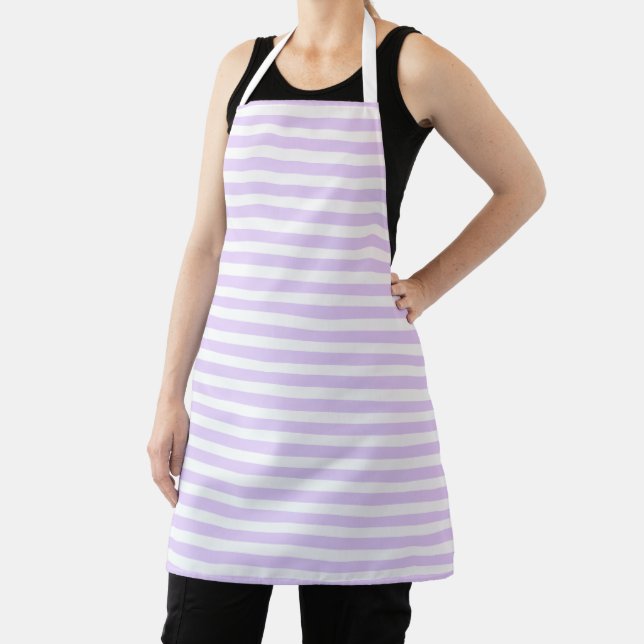 Lilac purple and white candy stripes apron (Insitu)