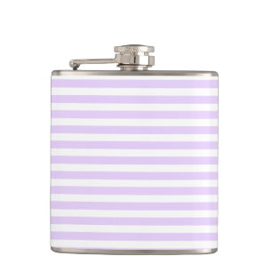 Lilac purple and white candy stripes hip flask