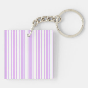 Lilac purple and white candy stripes key ring