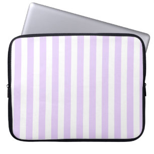 Lilac purple and white candy stripes laptop sleeve