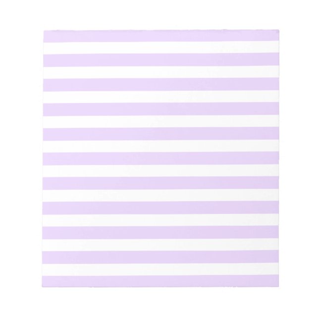 Lilac purple and white candy stripes notepad (Front)
