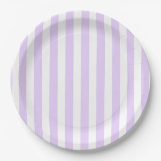 Lilac purple and white candy stripes paper plate