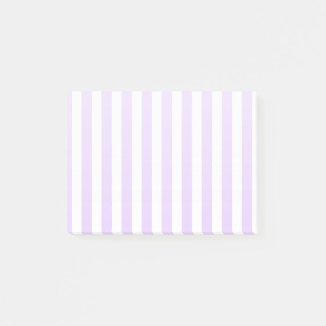 Lilac purple and white candy stripes post-it notes (Front)