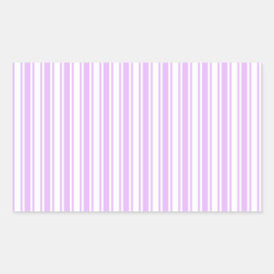Lilac purple and white candy stripes rectangular sticker
