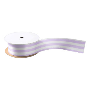 Lilac purple and white candy stripes satin ribbon