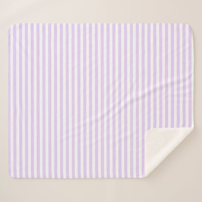 Lilac purple and white candy stripes sherpa blanket (Front (Horizontal))