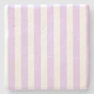 Lilac purple and white candy stripes stone coaster