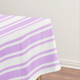 Lilac purple and white candy stripes tablecloth