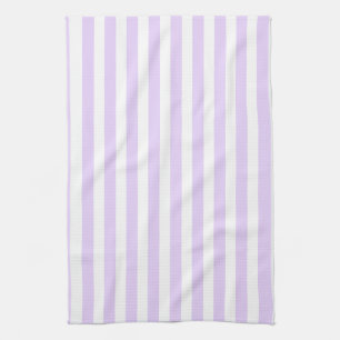 Lilac purple and white candy stripes tea towel