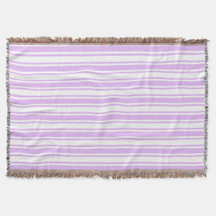 Lilac purple and white candy stripes throw blanket