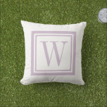 Lilac Purple and White Classic Square Monogram Cushion<br><div class="desc">Design your own custom throw pillow in any colour combination to perfectly coordinate with your home decor in any space! Use the design tools to change the background colour and the square border colour, or add your own text to include a name, monogram initials or other special text. Every pillow...</div>