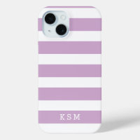 Lilac Purple and White Classic Stripes Monogram