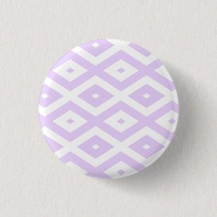 Lilac purple and white diamond pattern 3 cm round badge