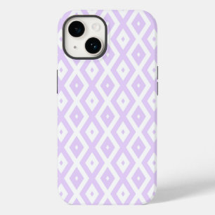 Lilac purple and white diamond pattern Case-Mate iPhone 14 case