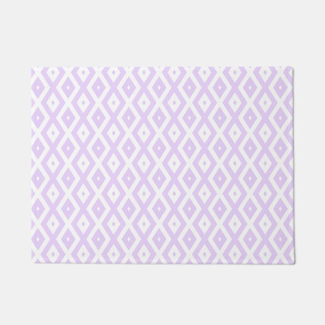 Lilac purple and white diamond pattern doormat (Front)