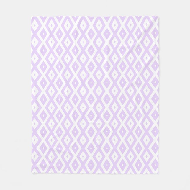 Lilac purple and white diamond pattern fleece blanket (Front)