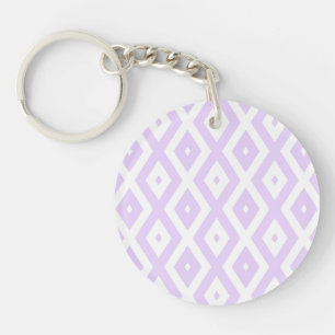 Lilac purple and white diamond pattern key ring