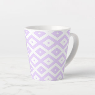 Lilac purple and white diamond pattern latte mug