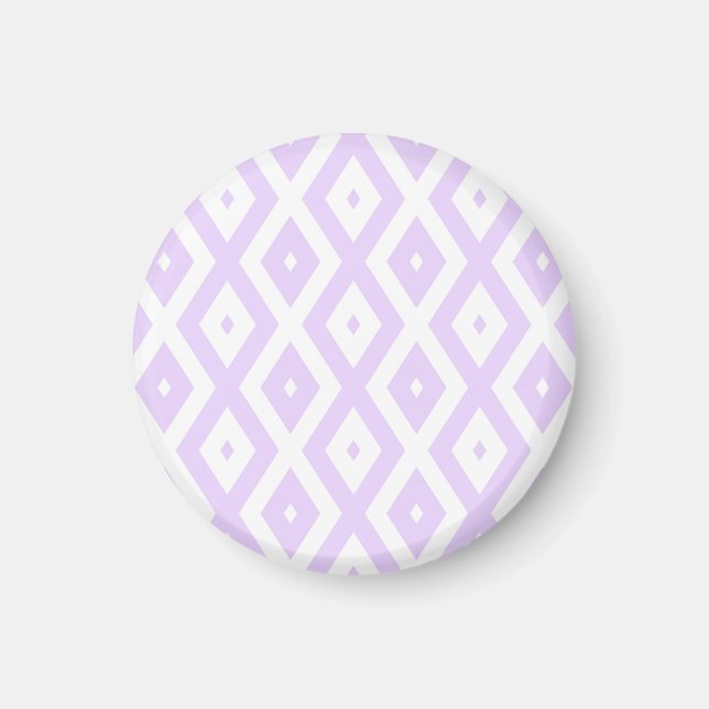 Lilac purple and white diamond pattern magnet (Front)