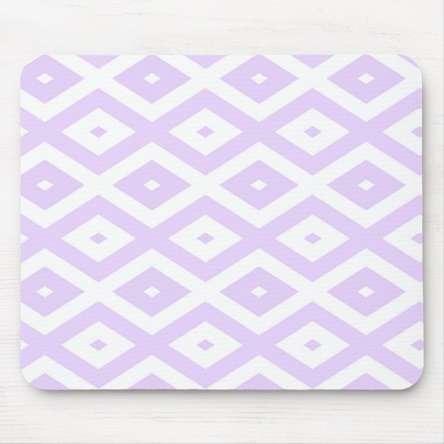 Lilac purple and white diamond pattern mouse pad (Front)