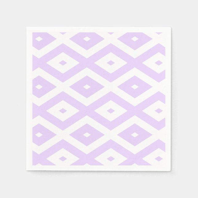 Lilac purple and white diamond pattern napkin (Front)