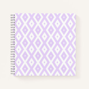 Lilac purple and white diamond pattern notebook