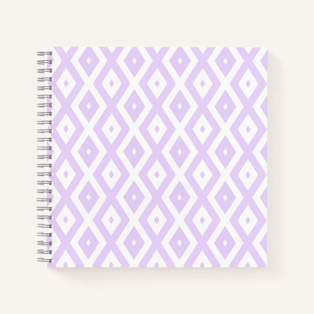 Lilac purple and white diamond pattern notebook (Front)