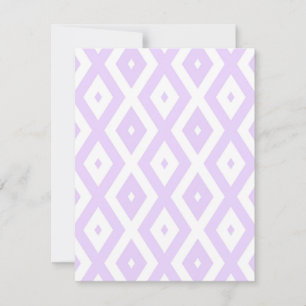 Lilac purple and white diamond pattern RSVP card