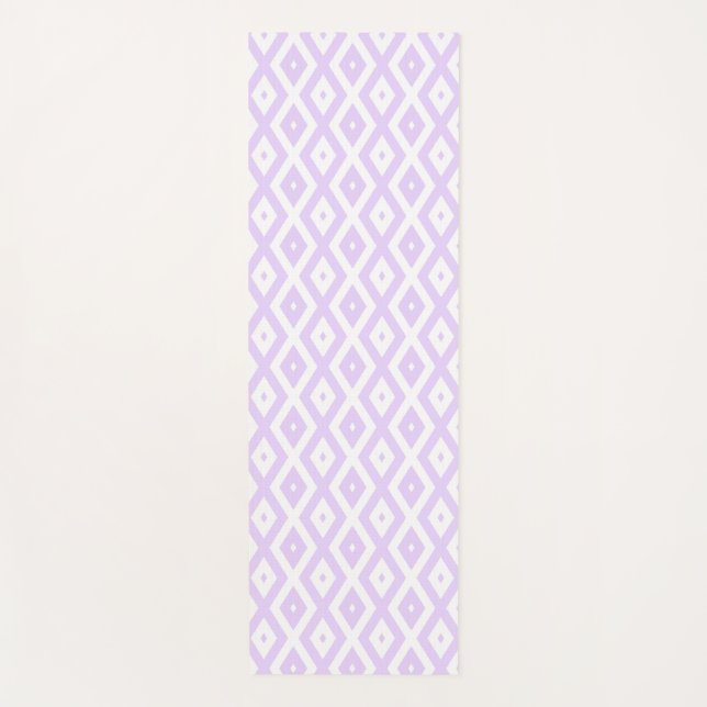 Lilac purple and white diamond pattern yoga mat (Front)