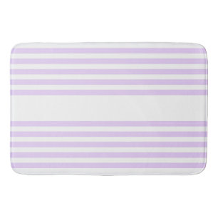 Lilac purple and white five stripes pattern bath mat