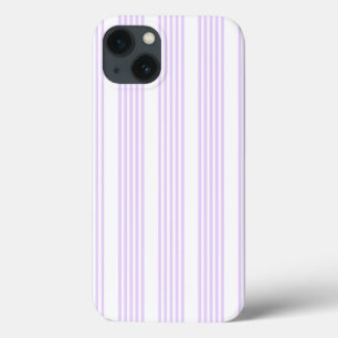 Lilac purple and white five stripes pattern iPhone 13 case