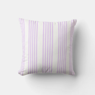 Lilac purple and white five stripes pattern cushion