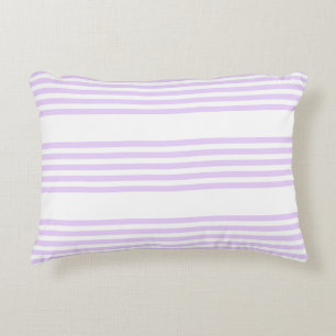 Lilac purple and white five stripes pattern decorative cushion