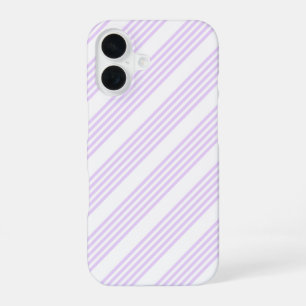 Lilac purple and white five stripes pattern iPhone 16 case
