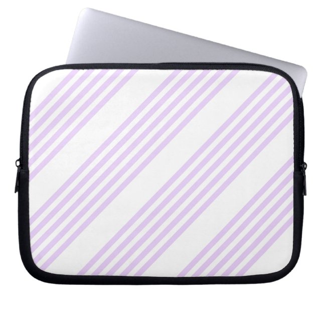 Lilac purple and white five stripes pattern laptop sleeve (Front)