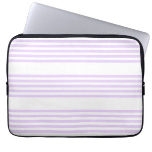 Lilac purple and white five stripes pattern laptop sleeve