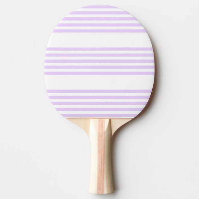 Lilac purple and white five stripes pattern ping pong paddle (Front)