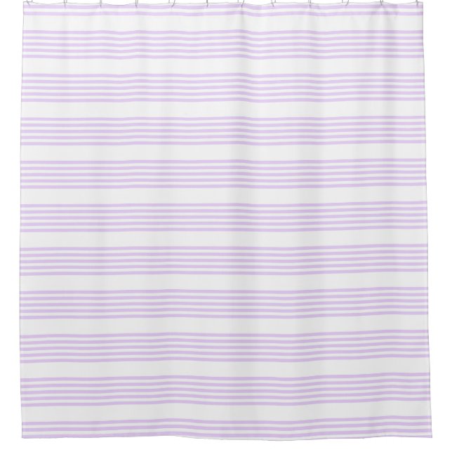 Lilac purple and white five stripes pattern shower curtain (Front)