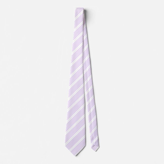 Lilac purple and white five stripes pattern tie (Front)