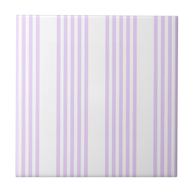 Lilac purple and white five stripes pattern tile (Front)