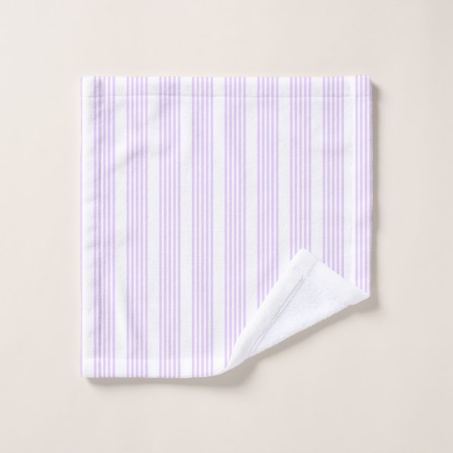 Lilac purple and white five stripes pattern wash cloth (Wash Cloth)