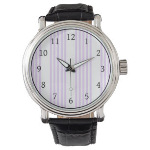 Lilac purple and white five stripes pattern watch