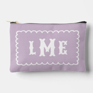 Lilac Purple and White Scalloped Monogram Accessory Pouch