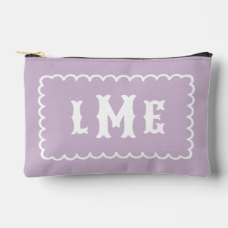 Lilac Purple and White Scalloped Monogram Accessory Pouch