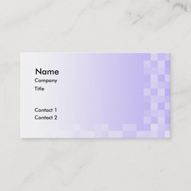 Lilac Purple and White Squares Pattern. Business Card (Front)