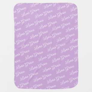 Lilac Purple Baby Girl Personalised Name Custom Baby Blanket