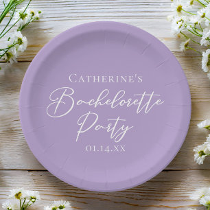 Lilac Purple Bachelorette Party Personalised Paper Plate