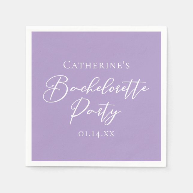 Lilac Purple Bachelorette Party Personalized Napkin (Front)