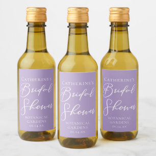 Lilac Purple Bridal Shower Party Custom Mini Wine Label